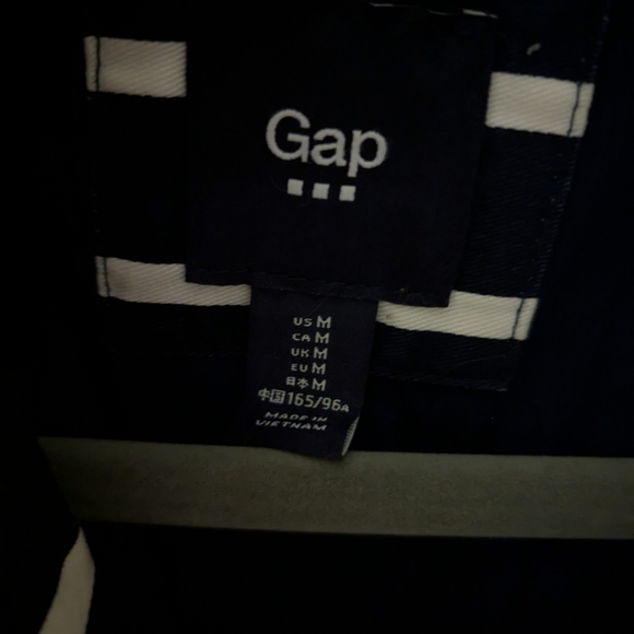 GAP Women's Navy and White Striped Trench Coat - Picture 2 of 2